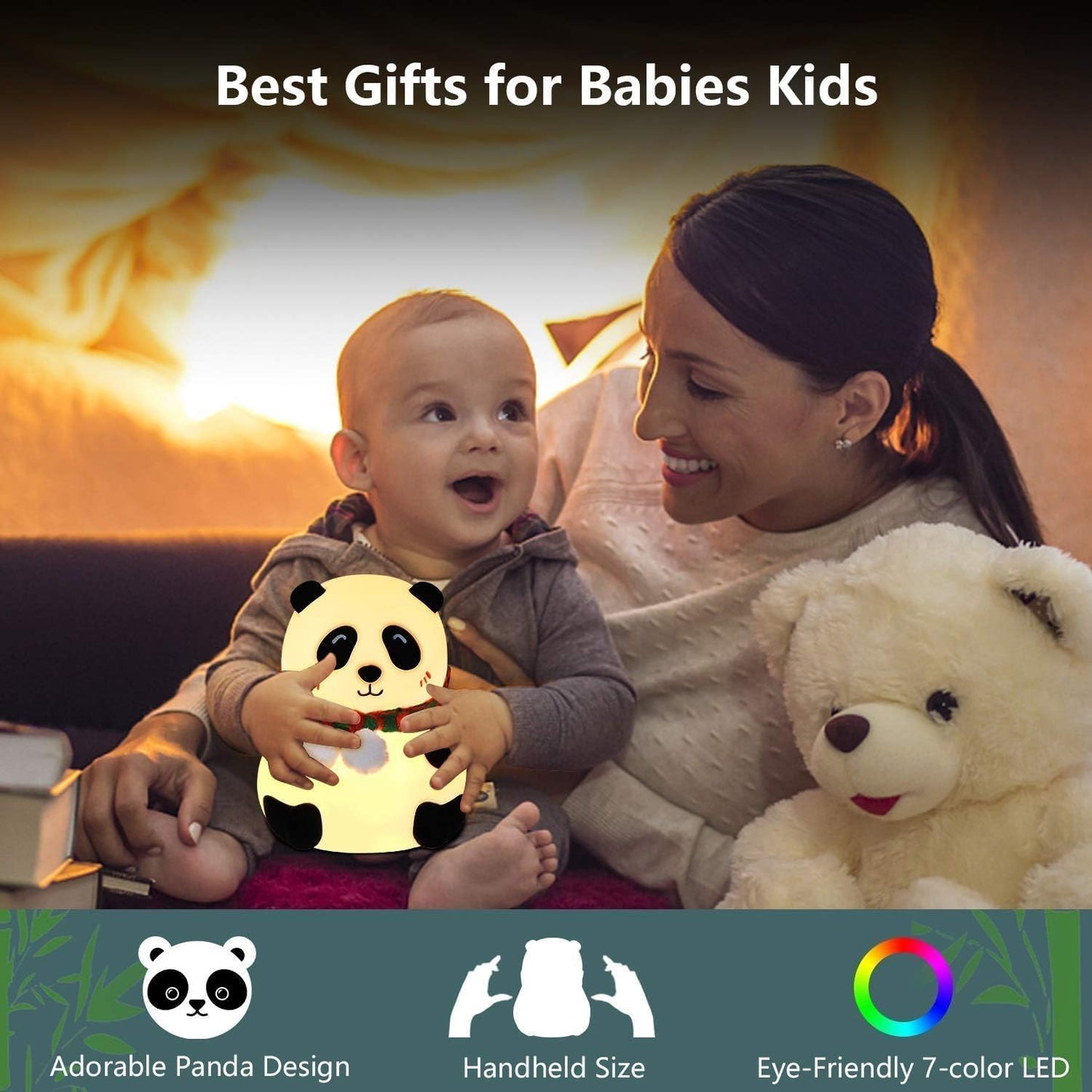 Adorable Panda Night Light – Tap Control & 7 Soothing Colors