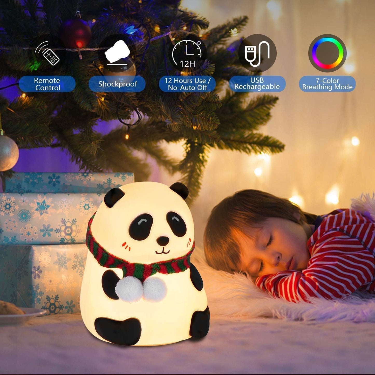 Adorable Panda Night Light – Tap Control & 7 Soothing Colors